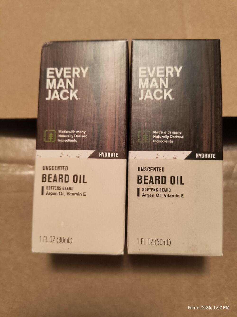 Every Man Jack Unscented Beard Oil for Men Fragrance Free Qty 2 Argan Oil Soften